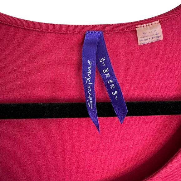 Seraphine Burgundy Maternity 1/2 Sleeve Shift Dress - Picture 2 of 8